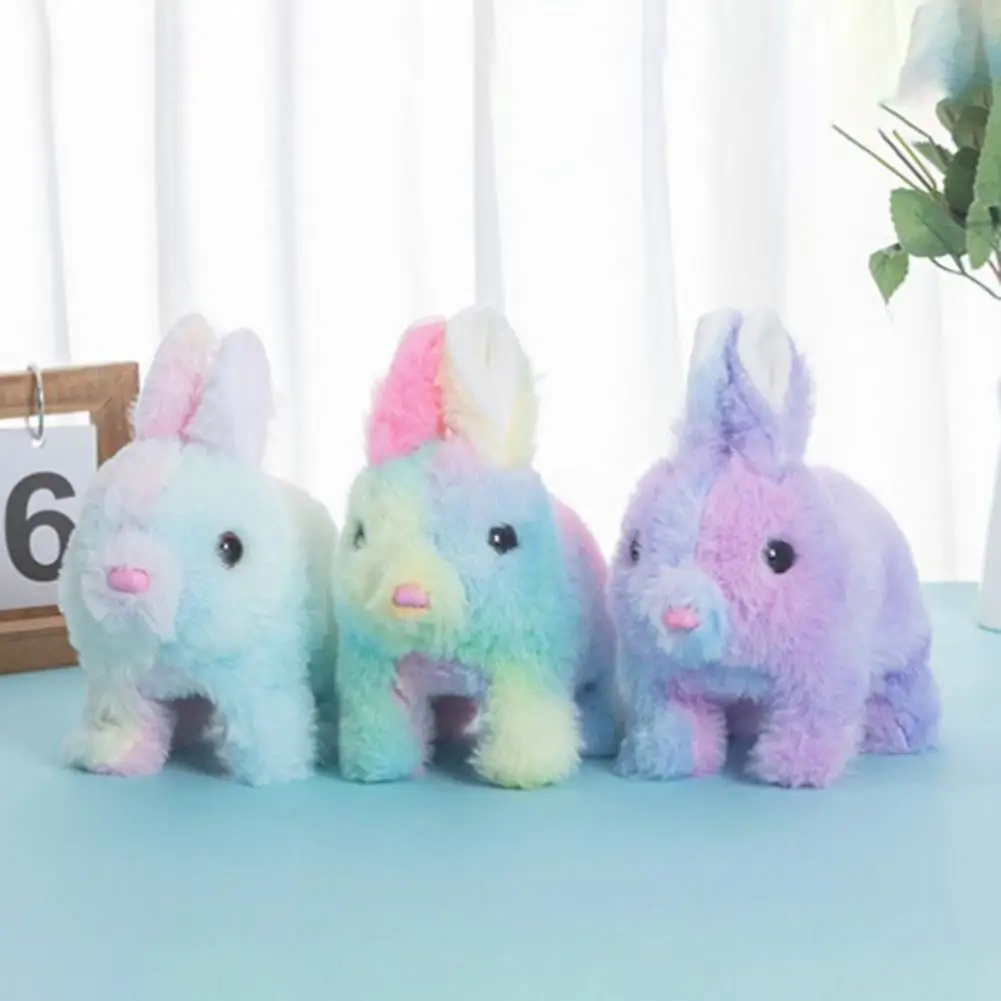 Jumping Bunny Electric Rabbit Toy Crawling Colorful Bunny Plush Toy Simulation Walking Rabbit with Jumping Tail Wagging Stuffed