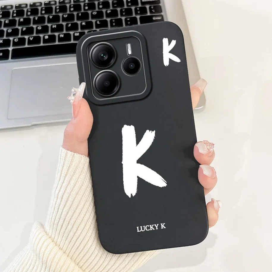 Cute Letters Soft Silicone Phone Case - Global Cover for Xiaomi Redmi Note 14 2025