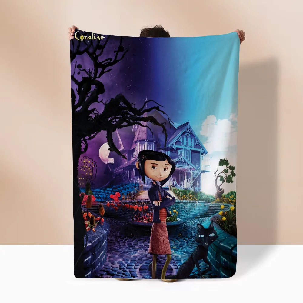 Coraline Fluffy Soft Blankets Characters Picnic Throw Blanket Bed Knitted Plaid Home Interior Microfiber Bedding Beach Towel hand knitted blanket,microfiber blanket,picnic blanket