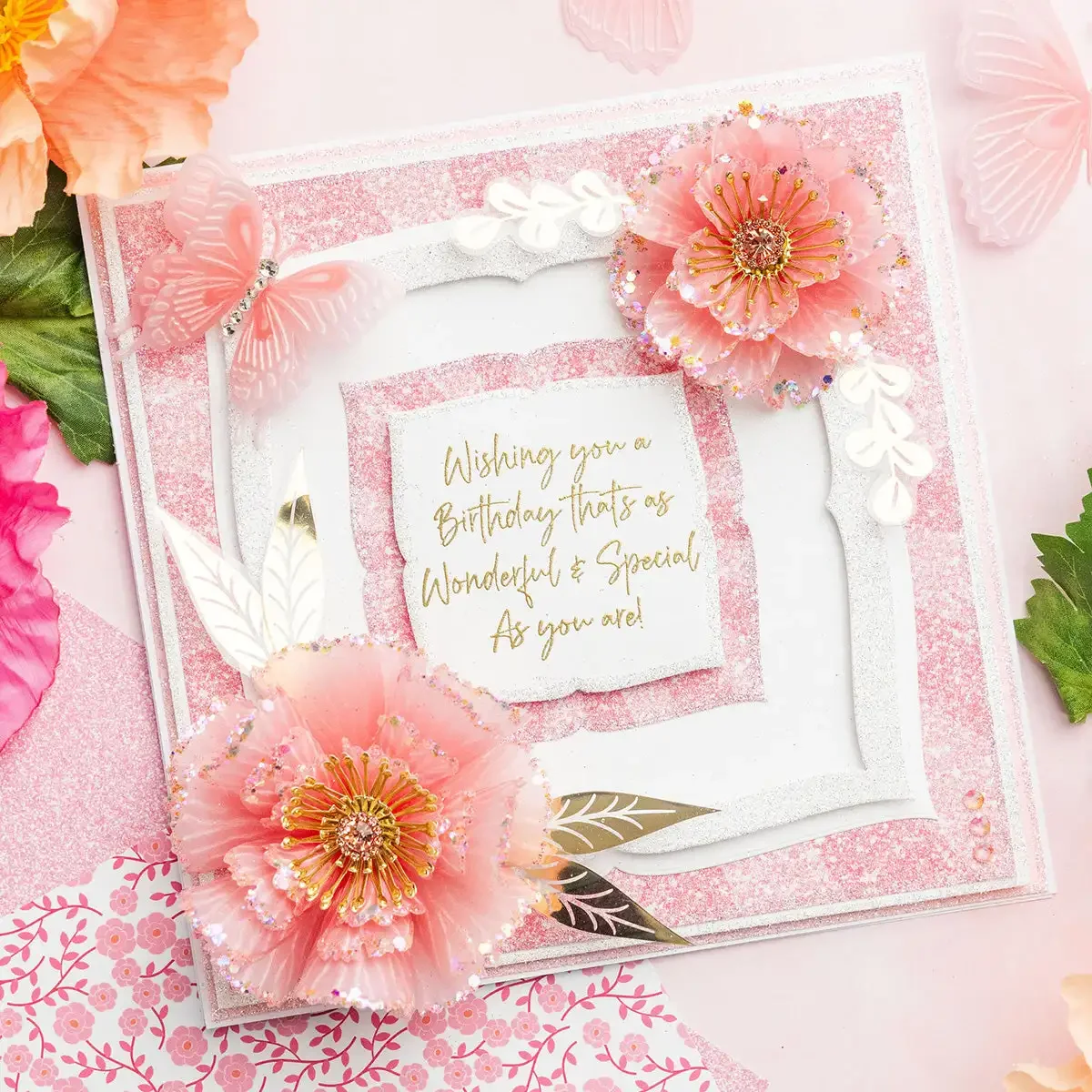 모란 꽃 나비 팬시 사각형 금속 커팅 다이 배경 핫 포일 클리어 스탬프 DIY 카드 만들기 스크랩북 2026