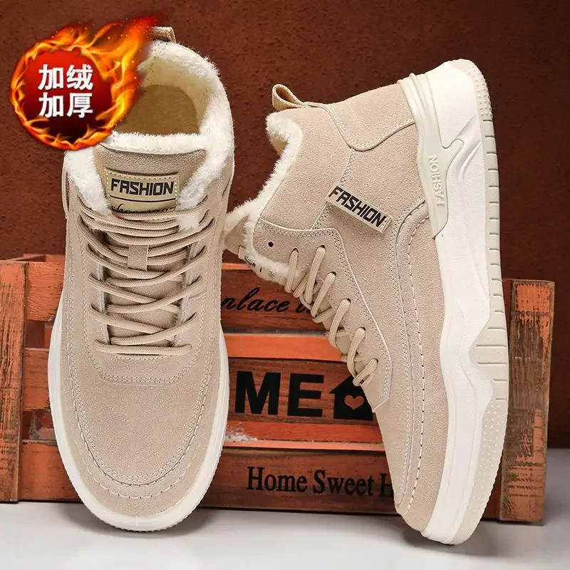 

Мужская обувь, зимняя теплая кожаная обувь на флисовой подкладке с хлопковой подкладкой, мужские рабочие кожаные ботинки на толстой подошве черного цвета