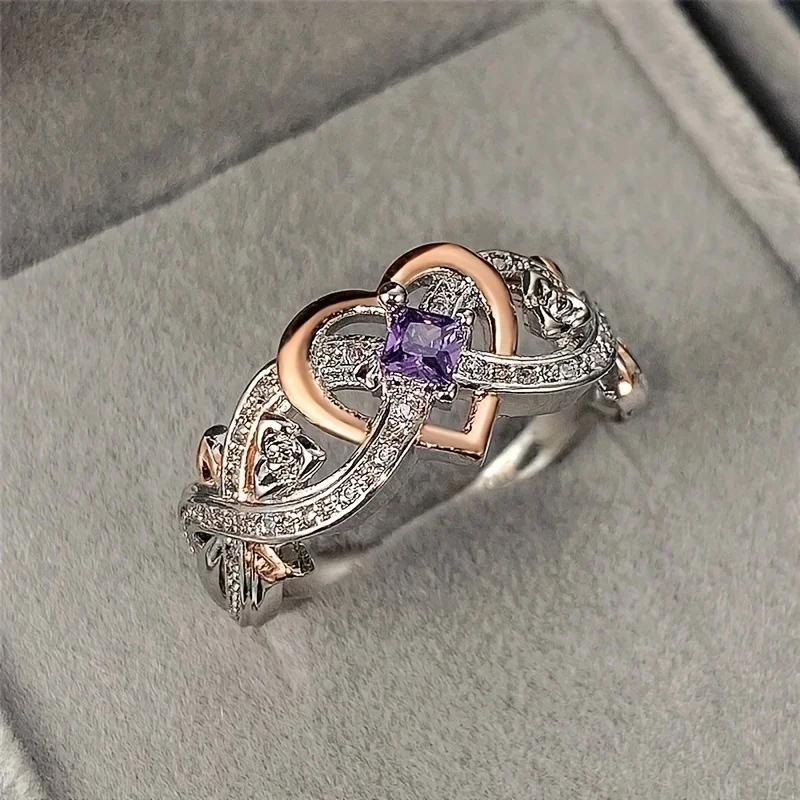 1pc Luxury WoMen's Purple Zircon Ring Jewelry Unisex Wedding Gifts For Women 3