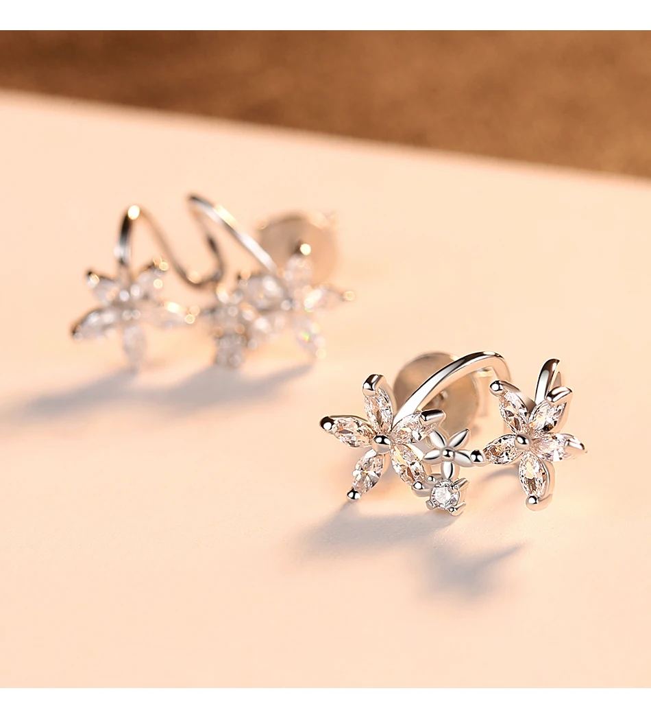 Orecchini a bottone in argento sterling per ragazze Accessori per orecchie da donna in oro bianco con zirconi cubici_voghion.com