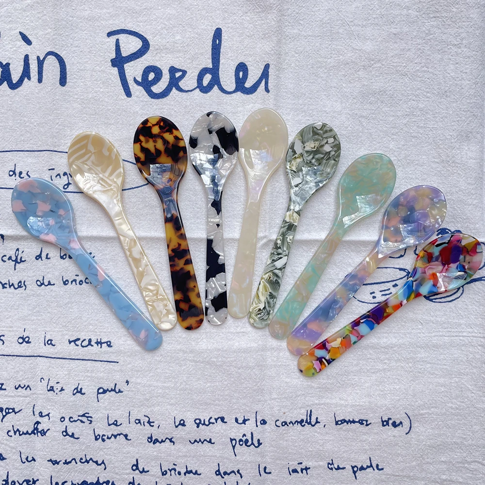 Description Picture 4 of item11CM Colorful Acrylic Ice Spoon Cream Coffee Caviar Spoon Stirring Spoons Dessert Spoon Teaspoon Crafts Kitchen Tool Tableware