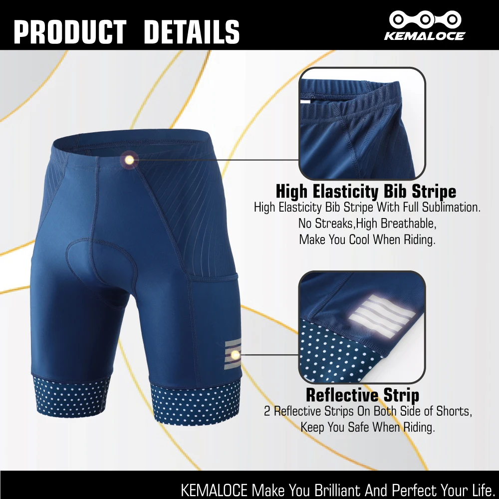 KEMALOCE männer Radfahren Shorts 5D Gel Padded Blau & Grün Fahrrad Reiten Hosen Mit Seite Taschen Stoßfest MTB Bike shorts Strumpfhosen – Detail 6