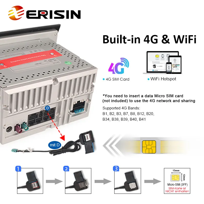 Erisin ES8971F 7 인치 IPS 스크린 8 코어 안드로이드 11.0 자동차 DVD 플레이어, GPS 4G LTE DPS 무선 카플레이, 자동 라디오, 피아트 브라보 스테레오