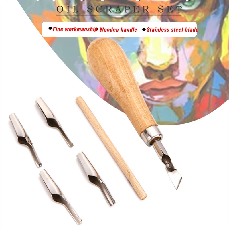 5 In 1 Linoleum Cutter Set Lino Cutting Rubber Stamp Carving Tools with
