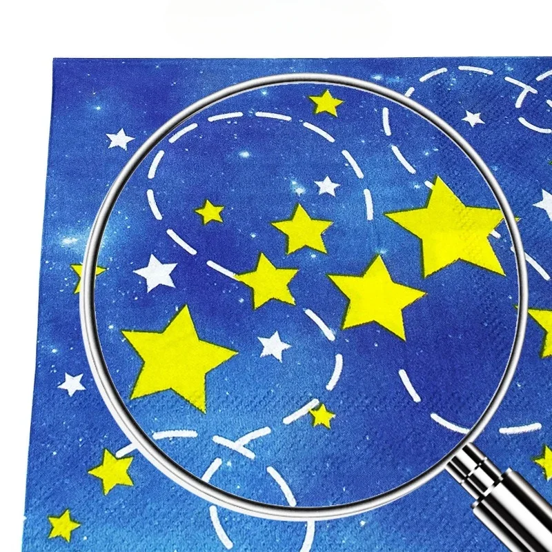 20pcs/Pac 33*33cm Blue Sky Yellow Stars Children's Birthday Party Decorative Paper Napkin Disposable Paper Placemats