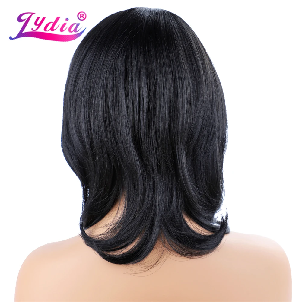Lydia für schwarze Frauen synthetische Perücken mit rechten Knall mittel gerade Perücke Mix Farbe p1b/30 Afro amerikaner Perücken braun – Detail 4