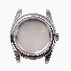 Luxury 316L Stainless Steel Watch Case with Oyster Perpetual Design, 28.5mm Dial Size for 36mm NH35 NH36 (Glass bottom cover 2)