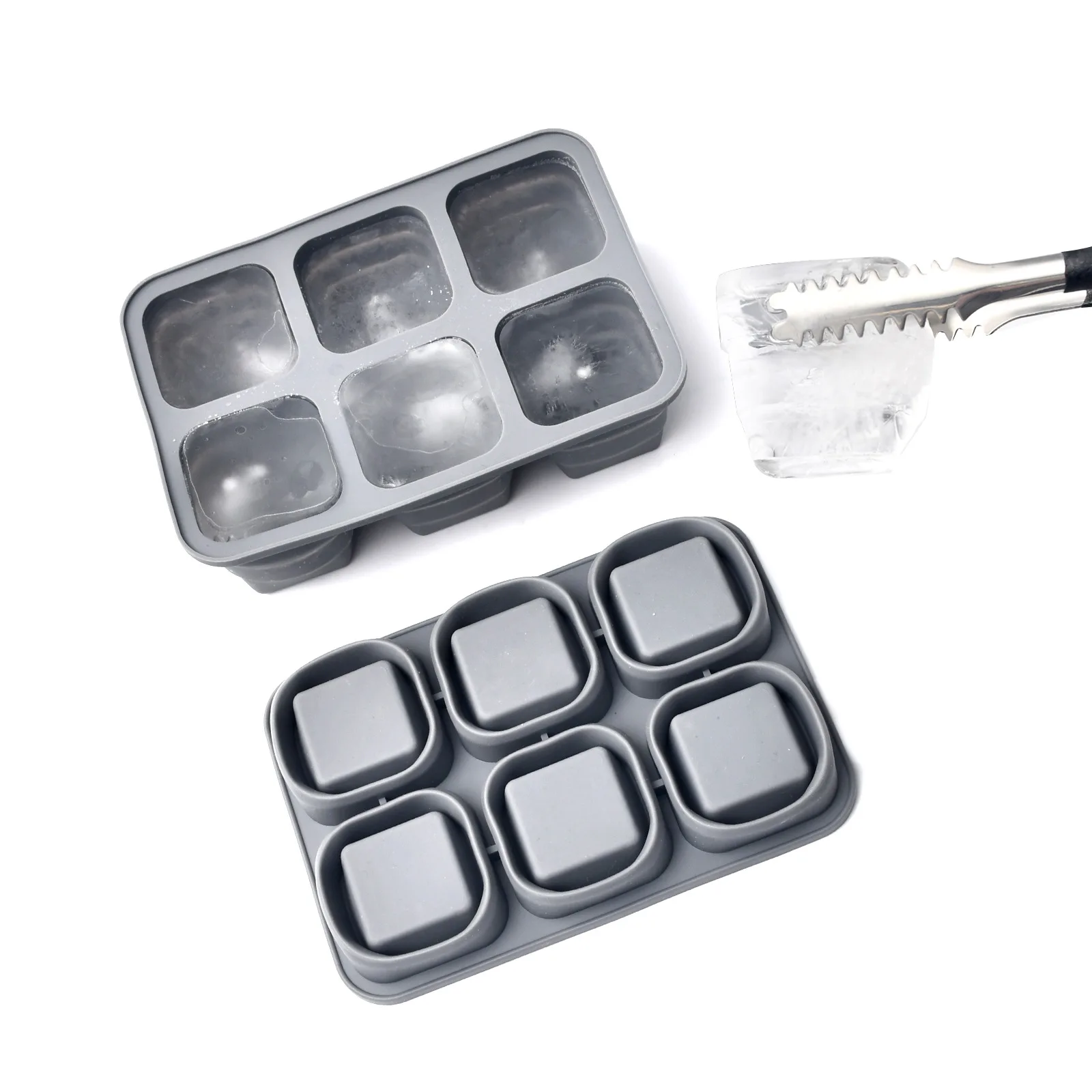 Foldable silicone ice tray mold whiskey making homemade grid large ice