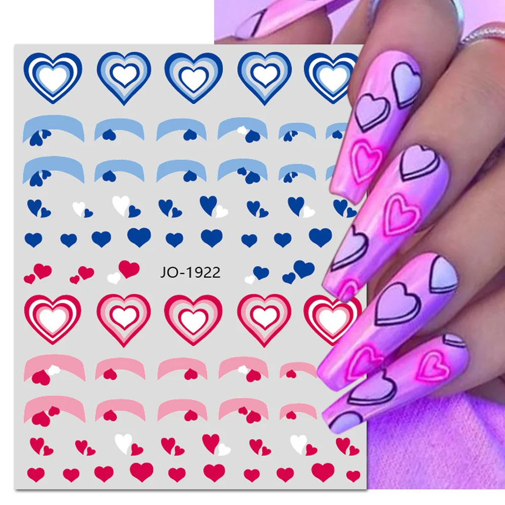 

6 pcs 3D Love Heart Design Nail Sticker Self-Adhesive Slider for Valentine's Day Decals Nail Manicure Decorations DIY Decals