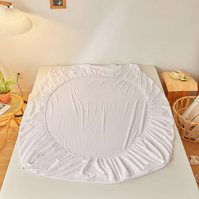 100% Cotton Mattress Covers Air-Permeable Anti-Pull Fitted Sheet No Pillowcase Elastic Bands Non Slip For Single Queen King Bed 4