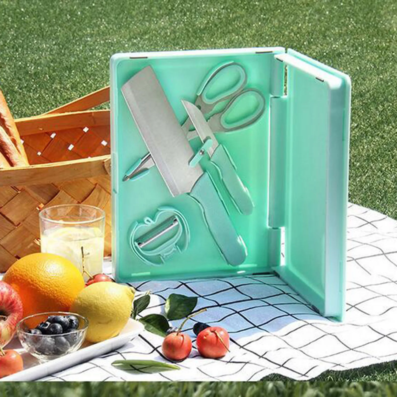 

Set Outdoor Convenient Multi Functional Storage Kitchen Picnic Cutting Board Cutting Board Fruit Stainless Steel Kitchen Set