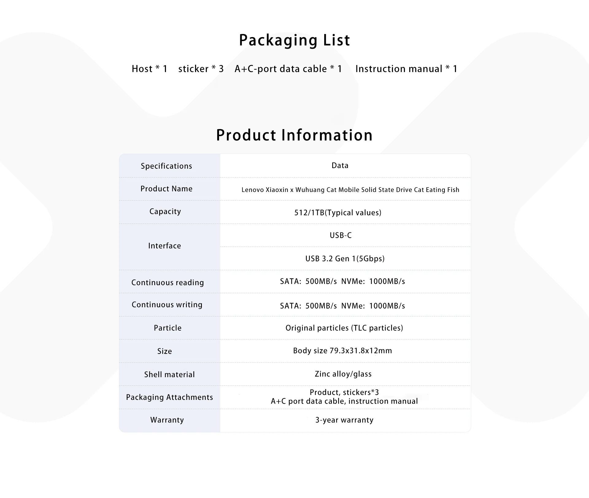 Lenovo Xiaoxin Portable SSD External 512GB/1TB SATA high speed transimission for Mac Laptop Desktop Android Iphone Ipad