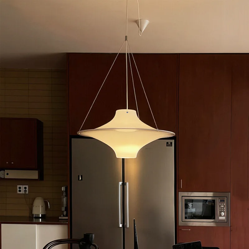 Milky White Flying Saucer Chandelier Dining Table Lamp Medieval Bauhaus Home Decor Study Room Living Room Dining Chandelier