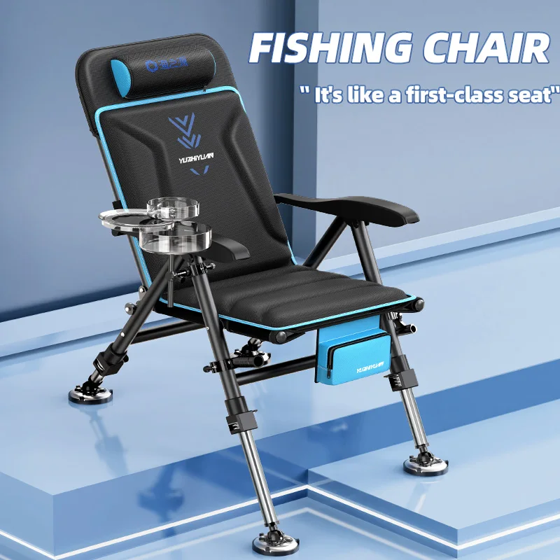 Chaise pêche pliante confortable avec pieds télescopiques légère pour activités extérieures