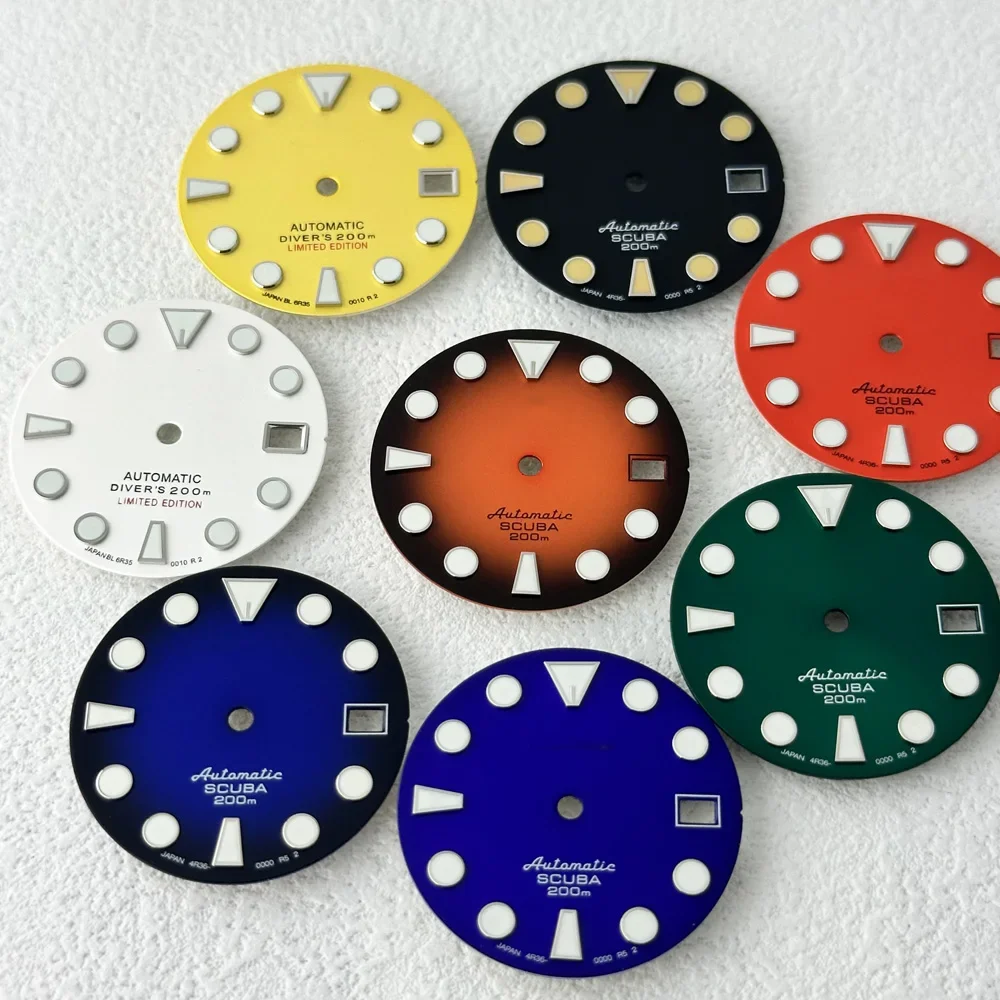 

28.5mm Green Light Warrior NH35 Improved Diving dial Watch Accessories Customized Watch S logo