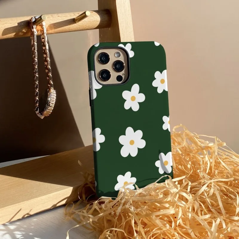Glossy Dark Green Floral Phone Case - Premium Hard PC Cover