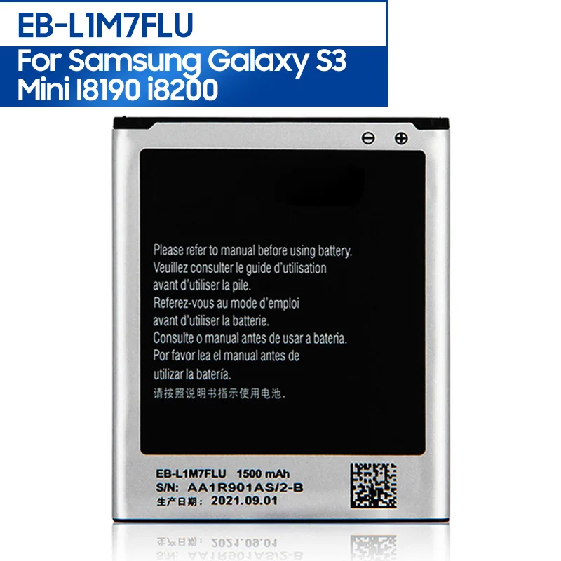 

Replacement Phone Battery EB-L1M7FLU For Samsung Galaxy S3Mini S3 Mini I8190 I8190N i8200 1500mAh