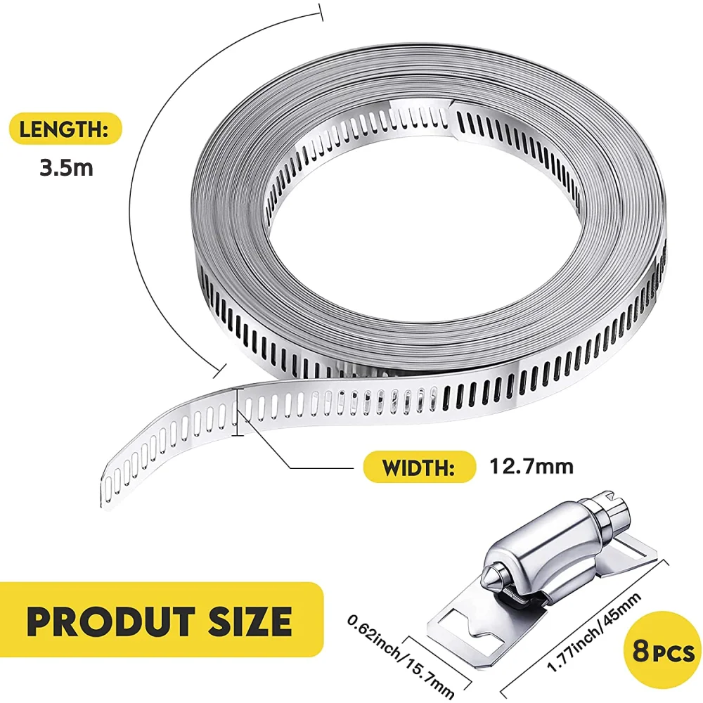 12.7 stainless steel worm drive hose clamp, adjustable DIY hose clamp, conduit width 304mm