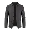 European and American Men's Fashionable Pure Color Lapel Pocketed Slim-fit Long-sleeved Knitted Sweater for Winter. M-XXXL 2