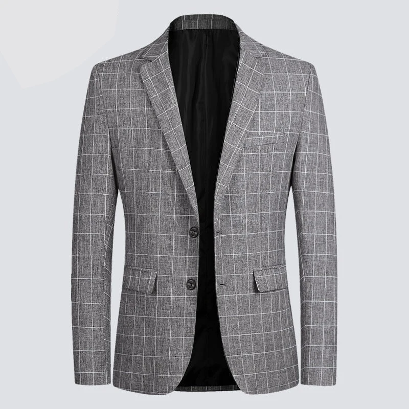 Gmiixder Spring Autumn Blazer New Men's Business Casual Suit Versatile Male Single West Convenience Checkered Suit Coat