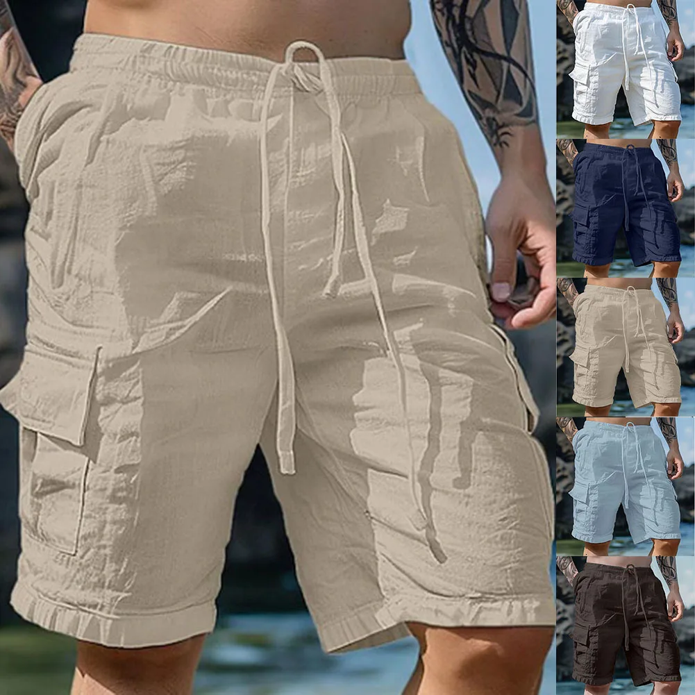 Men’s Summer Loose Solid Color With Pockets Cargo Shorts Fashion Beach Streetwear Hombre Fashion Casual Shorts 7 Sc1f5d909cd4342aca2b8351964fa51b2h