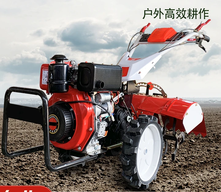 

Four-wheel drive micro-tiller cultivator diesel agricultural machinery new multifunctional hard soil small