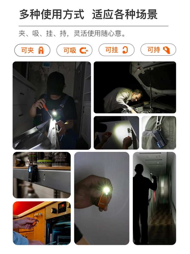 Oclip Xiaofangxia Pro Three Light Source Magnetic Clip Lamp Outdoor Headlight Portable Mini Flashlight Cool Gifts