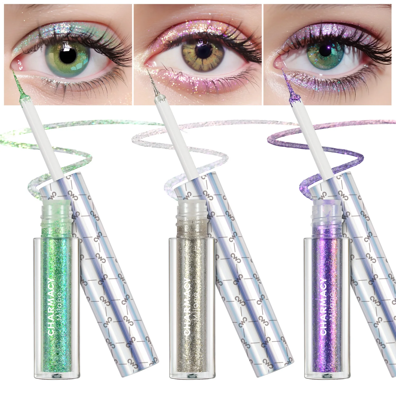 

CHARMACY 3pc/set New Glitter Eyeliner Liquid Waterproof Longstay Shiny Diamond Eyeliner Pen Set Brighten Eye Makeup Summer