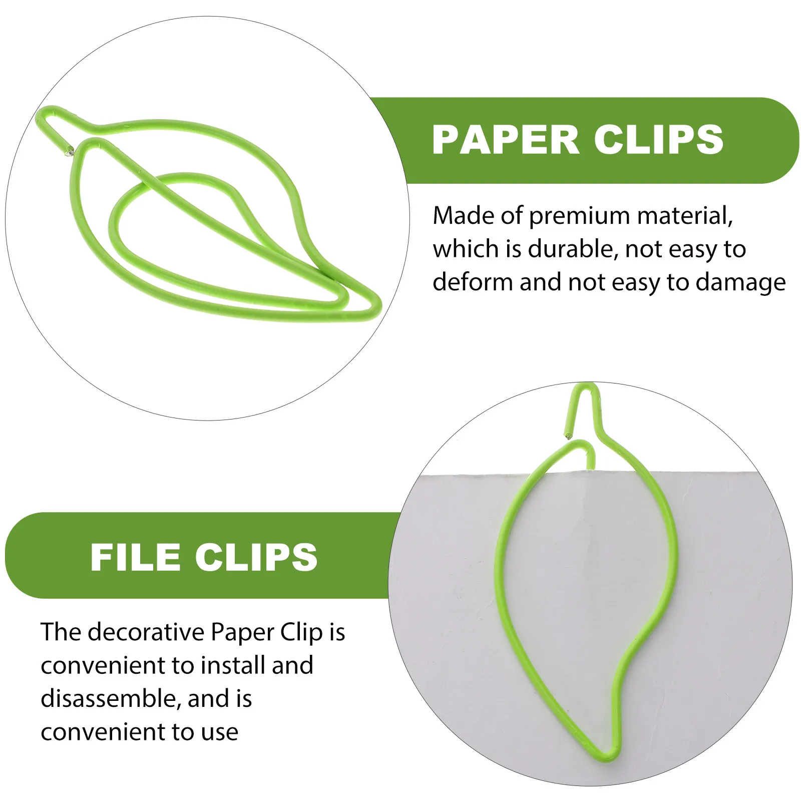 30Pcs Leaf Shaped Paper Clips High Grade Metal Paper Clips Strong Clamping Force for Test Papers Photos Files Letter