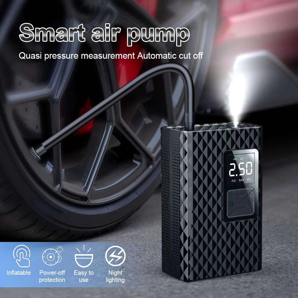 

4400mAh Portable Car Air Compressor With LED Lighting Electric Cordless Tire Inflator Pump Digital Display for Motorcycle Balls