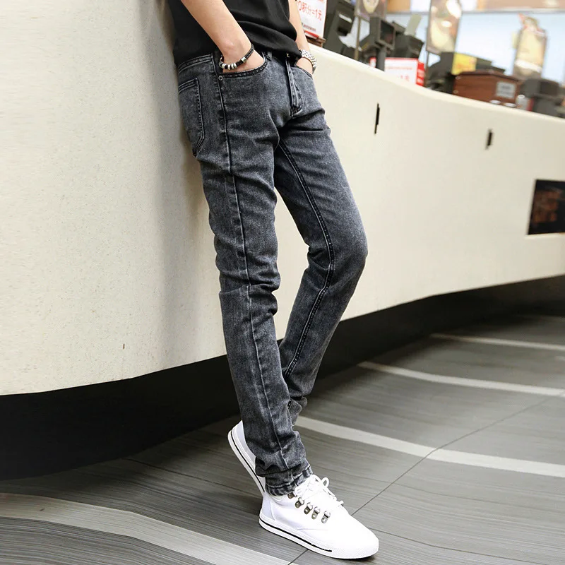 Spring And Autumn 2022 Teenagers Denim Plus Size Men's Jeans Korean Small Feet Pants Slim Stretch Casual Teenagers Pencil Pants