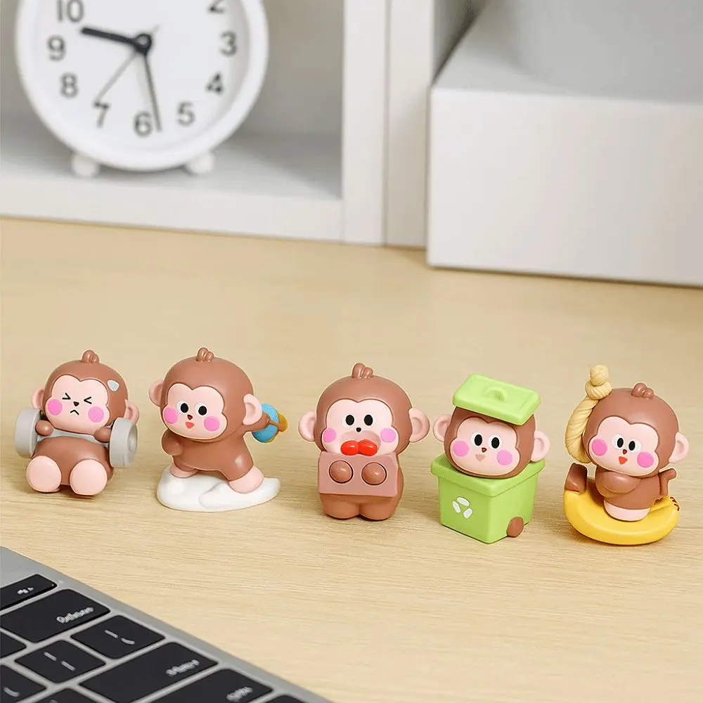 Resin Monkey Miniature Figurine Handmad Collectible Little Monkey Ornaments Cartoon Crafts Monkey Landscape Decoration
