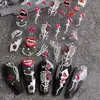 Halloween Nail Stickers 5D Skeleton Ghost Pattern Nail Decals Self-Adhesive Creepy Cosplay DIY Nail Art Decorations For Women 5