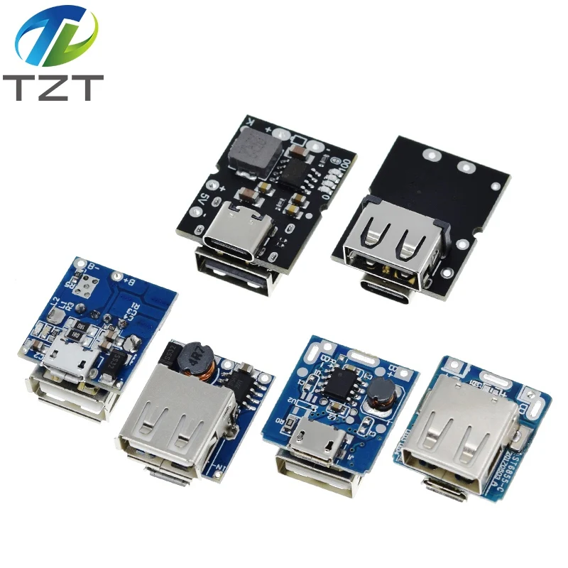 Type-C / Micro USB 5V 1A 2A Boost Converter Step-Up Power Module Mobile Power Bank Accessories Protection LED Indicator step up converter,step up module,usb converter,dc module