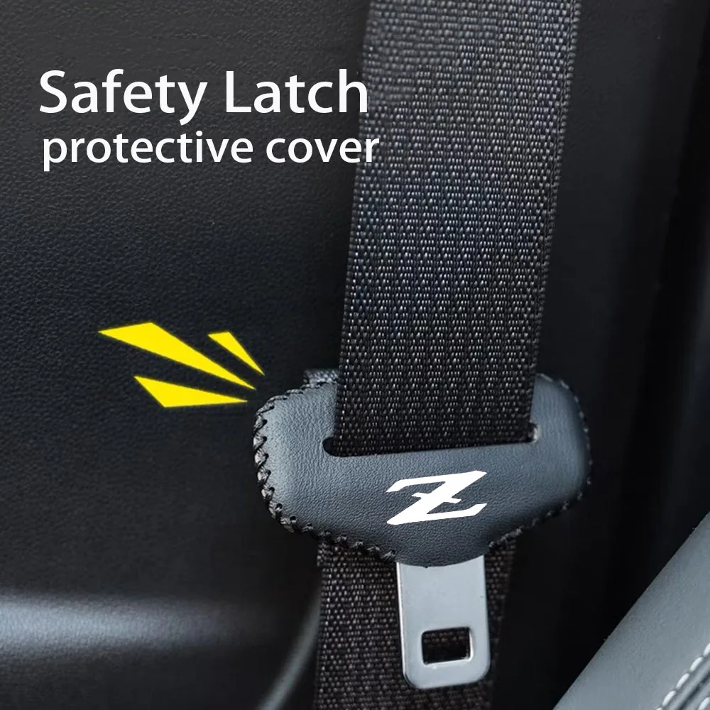 Car Seat Belt Buckle Plug Leather Car Seat Belt Clip Protective Covers 2pcs for Nissan Datsun Z Auto Interior Accessories seat belt protection and cover