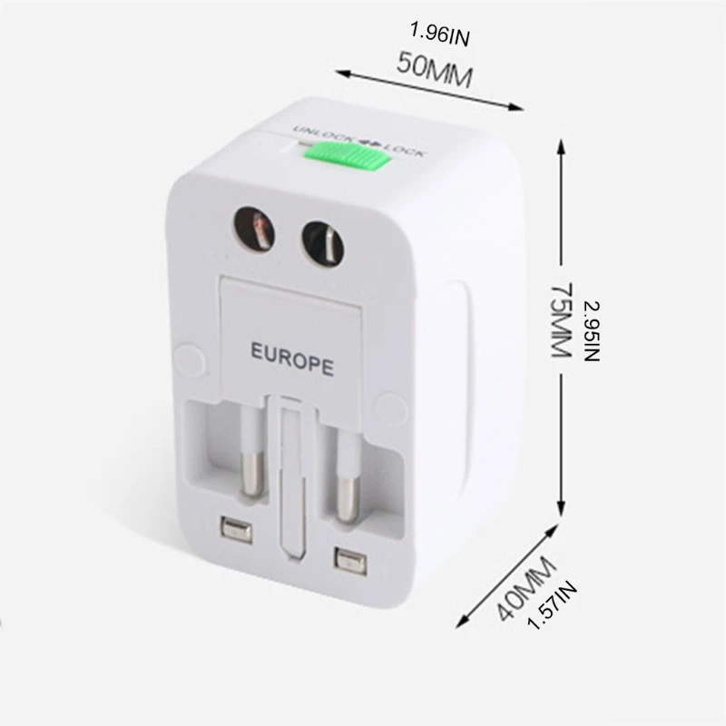 Universal Travel Adapter Plug Compact Safe Grounded Perfect for Cell Phones  Laptops Camera EU UK US AU