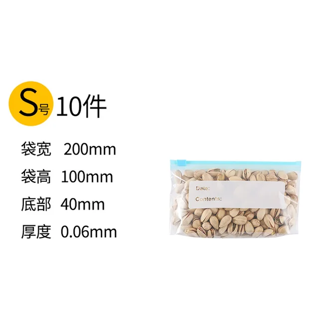 10 Darabos Újrafelhasználható Friss Cipzáras Táska Élelmezéshez Műanyag Zacskók Gyümölcs Zöldség Táskák Ziplock Ételtáska Konyhai Ételek Tároló Szervező - Image 6