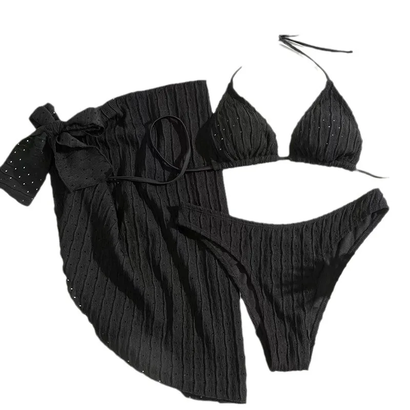 European and American Beach Hot Spring Split Body Triangular Sexy Bikini Three Piece Set