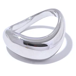 Minimalist 18K PVD Plated Geometric Stainless Steel Ring with Waterproof Design - 8 (YH3236A Platinum)