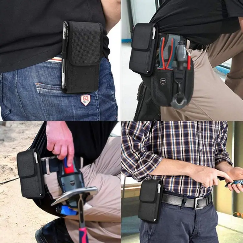 Mobile Phone Waist Bag Men Women Small Nylon Cell Phone Holster Storage Waist Fanny Pack Purse With Belt Loops Bum Bag 4 Size