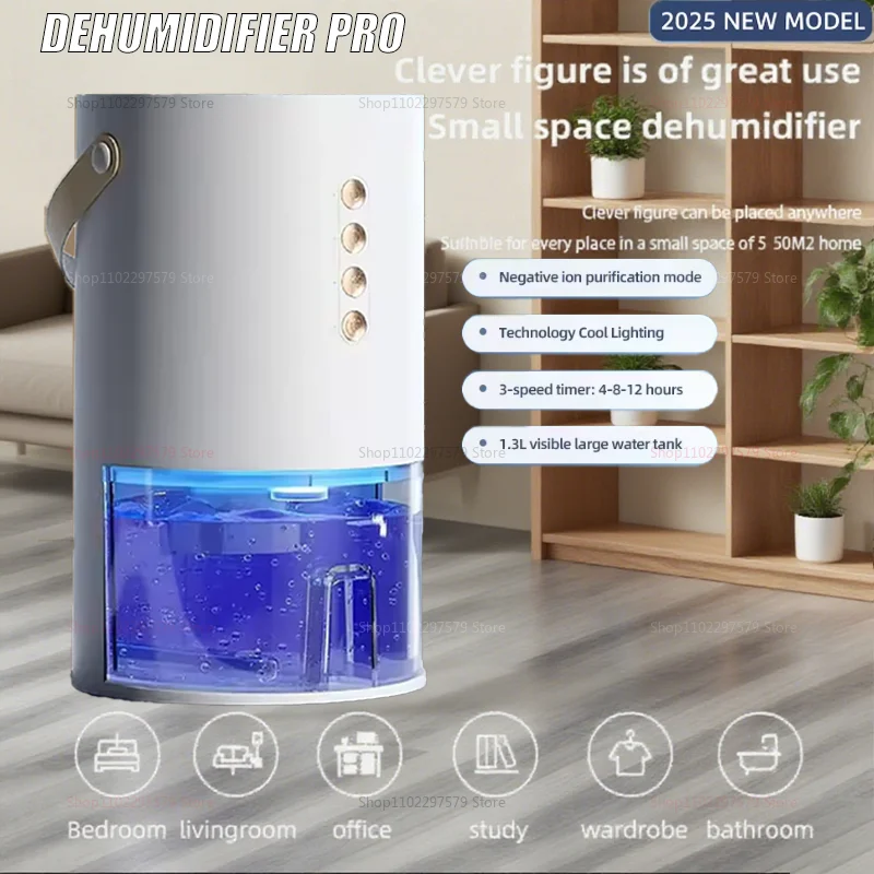 Portable Home Mini Dehumidifier Intelligent Compact Air Purifier And Silent Moisture Absorption Control For Dehumidifier
