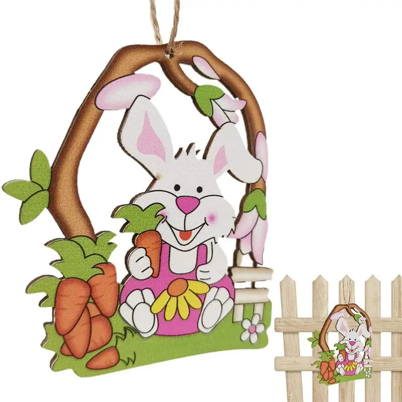 

Easter Wooden Ornaments Adorable Wood Easter Bunnies Easter Egg Bunny Hanging Ornaments Easter Party Decoration Rabbit Cutouts