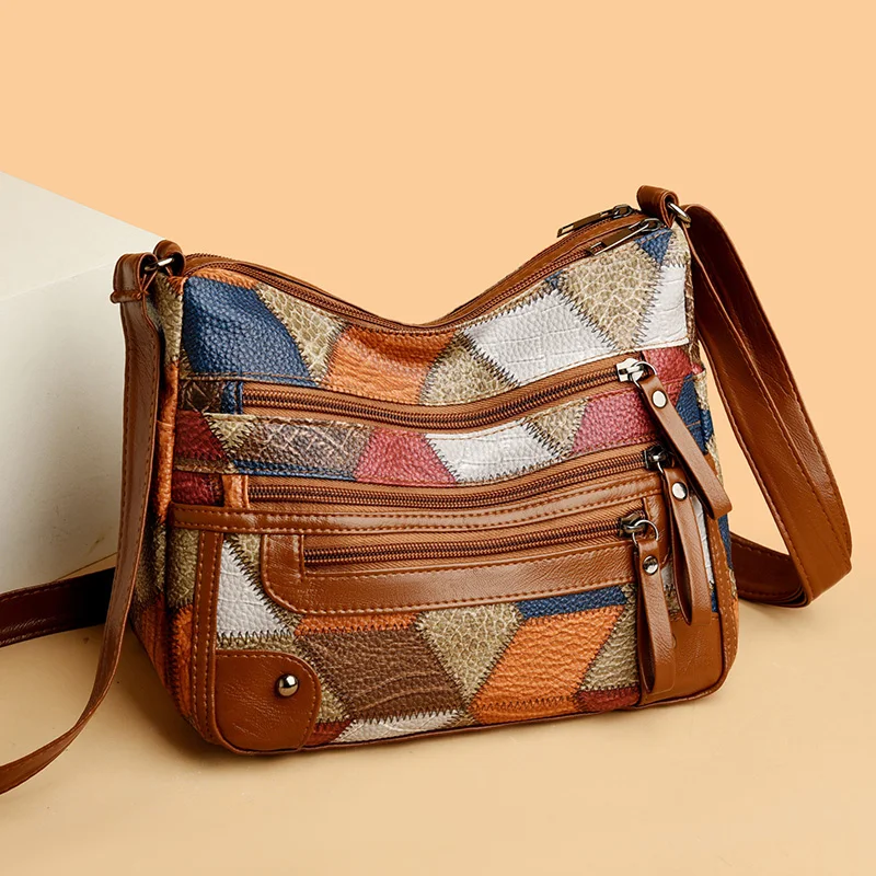 حقيبة كتف نسائية قماش PU هندسية