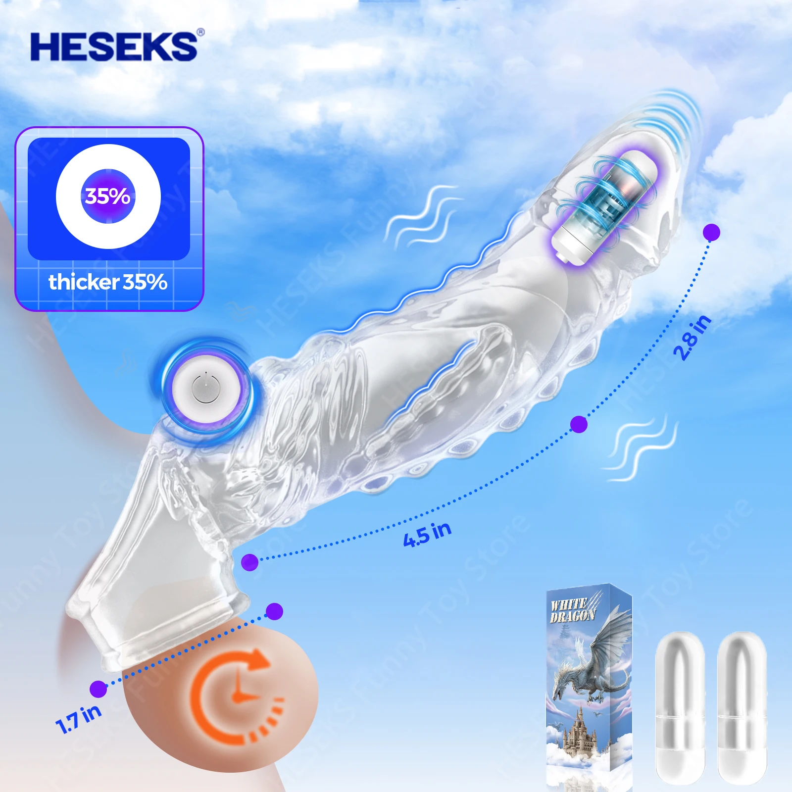 HESEKS Penis Sleeve Extensions Kondom Männliche Vergrößerung Verzögerung Vibratoren Cock Ring Vibrierende Penis Extender Abdeckung Sex Spielzeug für Männer 1