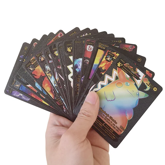 55 Pieces Of Pokemon Metal Gold Card Charizard Vmax Gx  Energy Card Charizard Pikachu Rare Collection Battle Trainer Card Child 3
