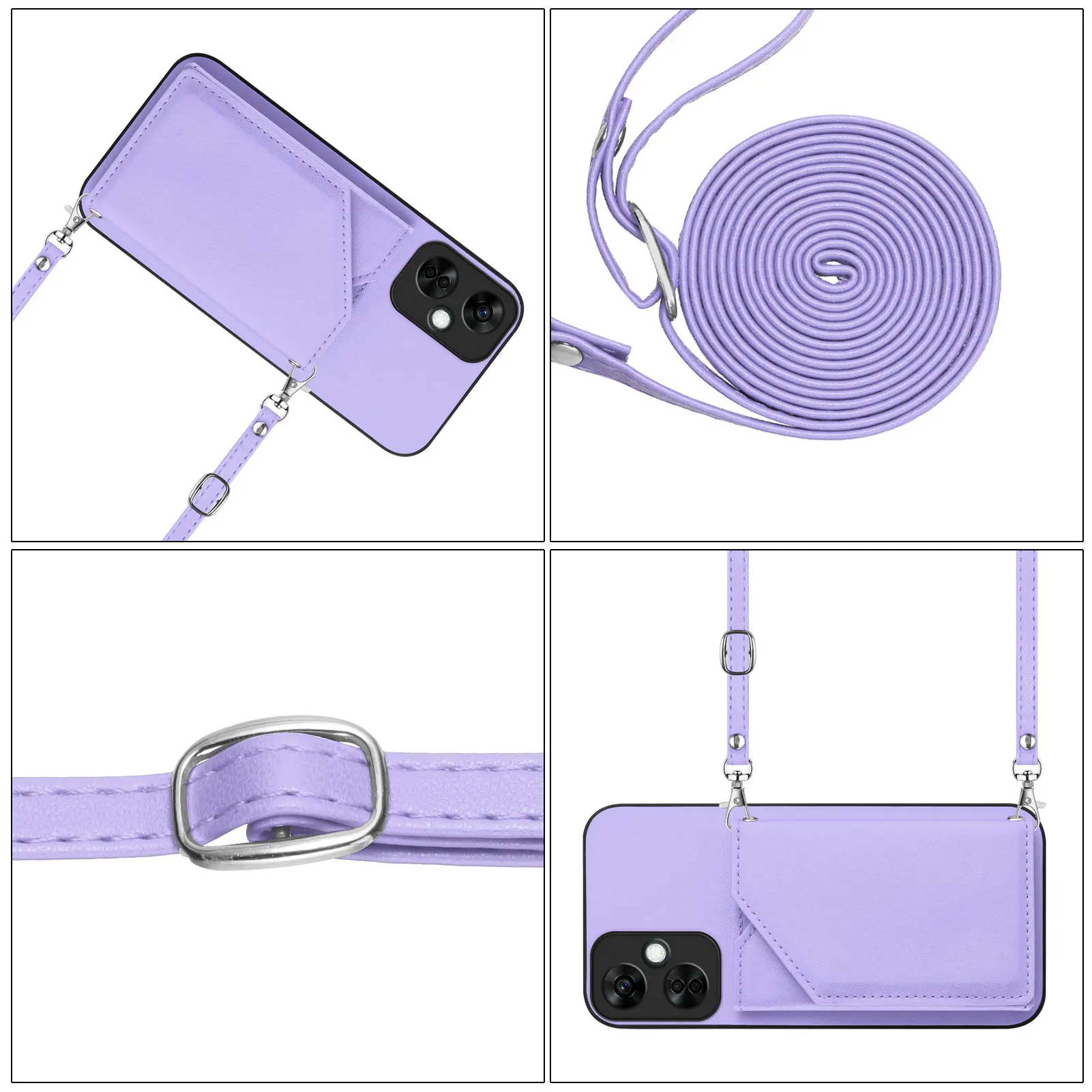 Crossbody Leather Wallet Strap Case with Lanyard