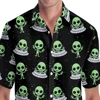 Funny Alien Graphic Shirts Oversized Men's Shirt 3d Printed Pattern Male Clothing Casual Lapel Tops Button Summer Apparel 3